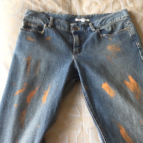 Alice & Olivia Jeans with orange splash - Picture 2 of 4